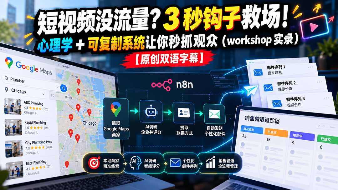 (21043期)短视频没流量?3 秒钩子救场!心理学 + 可复制系统让你秒抓观众(workshop 实录)【原创双语字幕】-我爱项目网