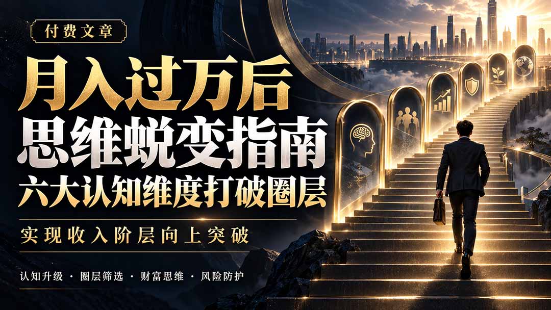 （21210期）付费文章：月入过万后思维蜕变指南，六大认知维度打破圈层，实现收入阶层向上突破-我爱项目网