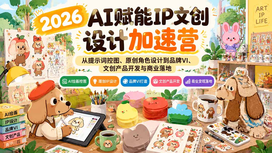 （21151期）2026AI赋能IP文创设计加速营：从提示词控图、原创角色设计到品牌VI、文创产品开发与商业落地-我爱项目网