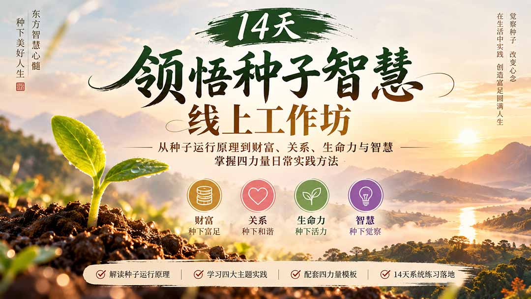（20756期）14天领悟种子智慧线上工作坊｜从种子运行原理到财富、关系、生命力与智慧，掌握四力量日常实践方法-我爱项目网