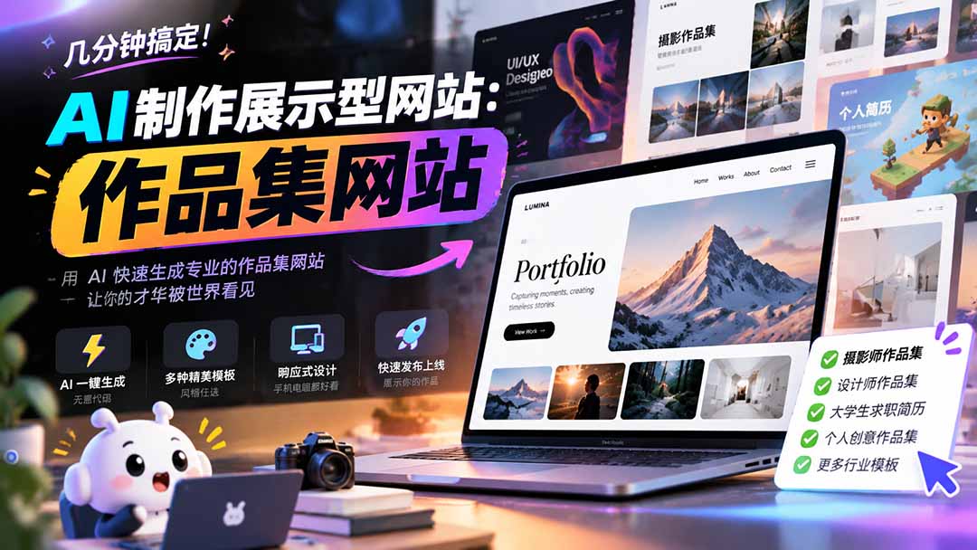 （21213期）几分钟搞定，AI制作展示型网站制作：作品集网站，用AI快速生成专业的作品集网站，接单变现！-我爱项目网