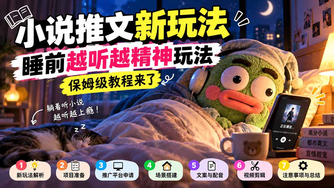（20947期）小说推文新玩法，睡前越听越精神玩法，保姆级教程来了-我爱项目网