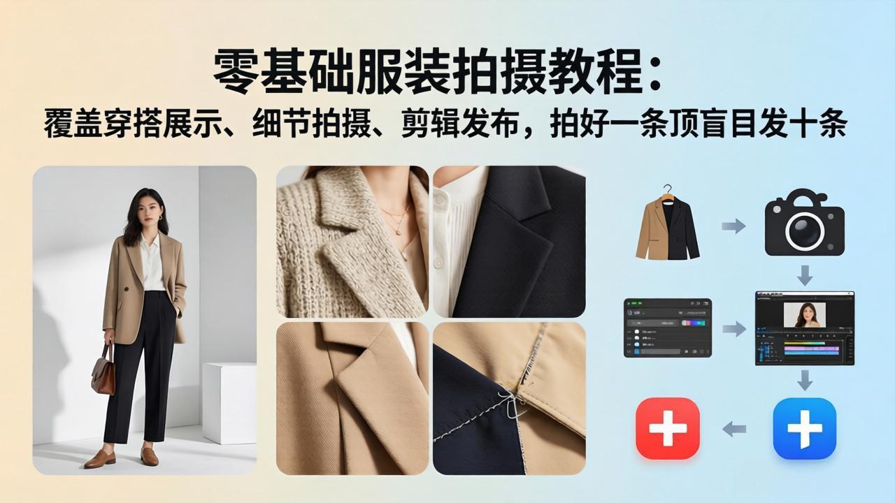（17829期）零基础服装拍摄教程：覆盖穿搭展示、细节拍摄、剪辑发布，拍好一条顶盲目发十条-我爱项目网